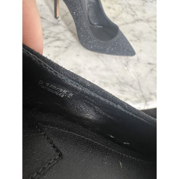 B Brian Atwood Niana Sugar Textured High Heels Size 5.5 Black Pointed Toe - Picture 6 of 6